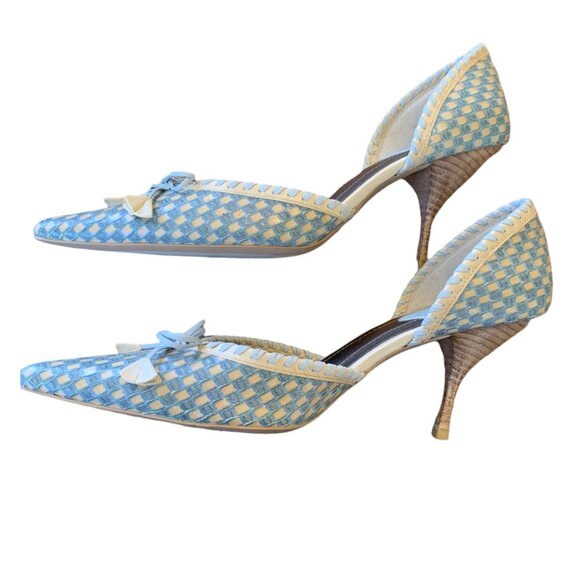 Linea Paolo Woven Textured Stiletto Kitten Heels 7M - Picture 11 of 11